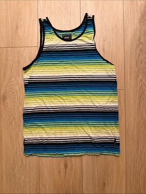 Rip Curl Men's Striped Tank Top in Blue, Green & White